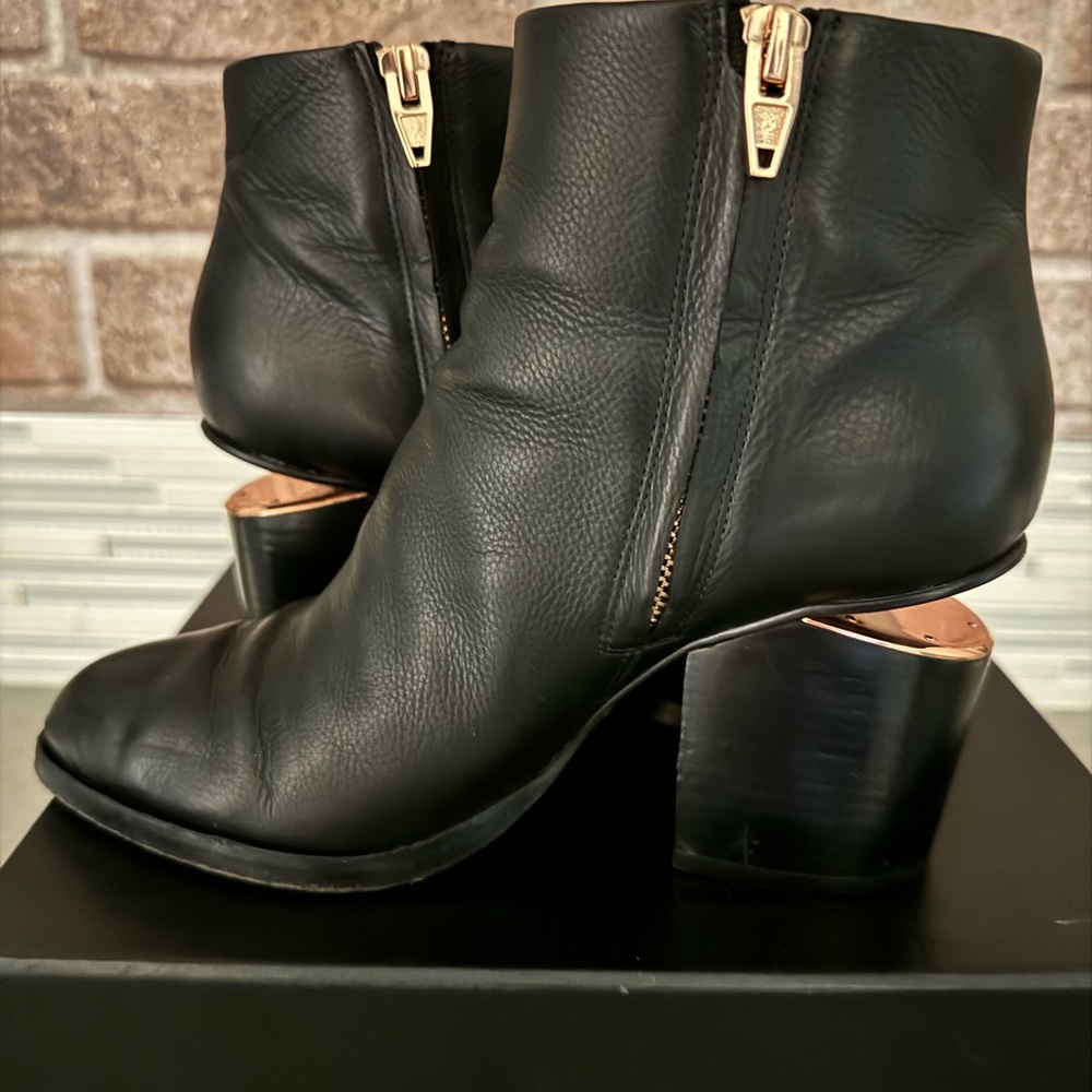 Alexander Wang Black Leather Gabi Bootie - Rose Gold - Size 36.5